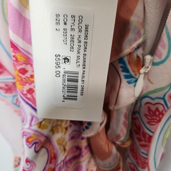 NWT Milly Women's Pink Edra Summer Ruffled Paisley-Print Dress in Pink Size 2 - Picture 9 of 13